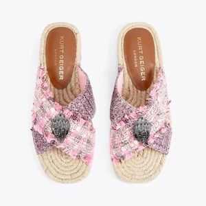 Kurt Geiger Pink and Lavender Espadrille Slides